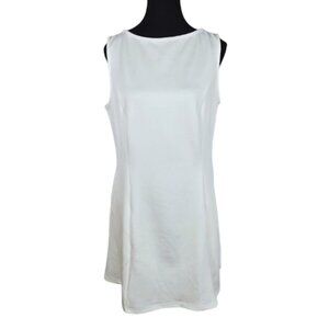 NWT | LILLUSORY White Sleeveless A-Line Dress | Side Pockets | Boat Neck | XL